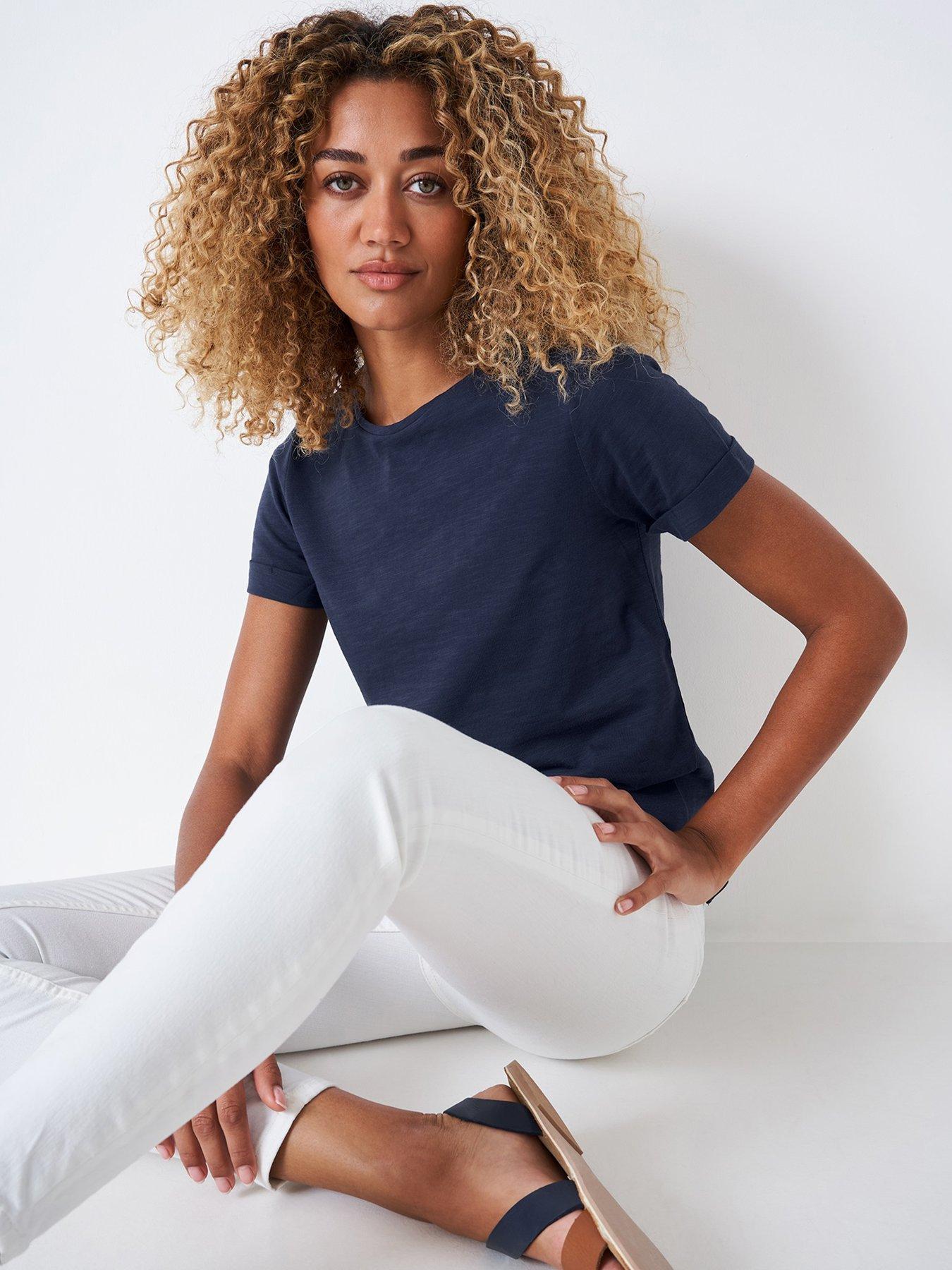 Image 1 of 4 of Crew Clothing Perfect Crew Slub T-shirt -navy