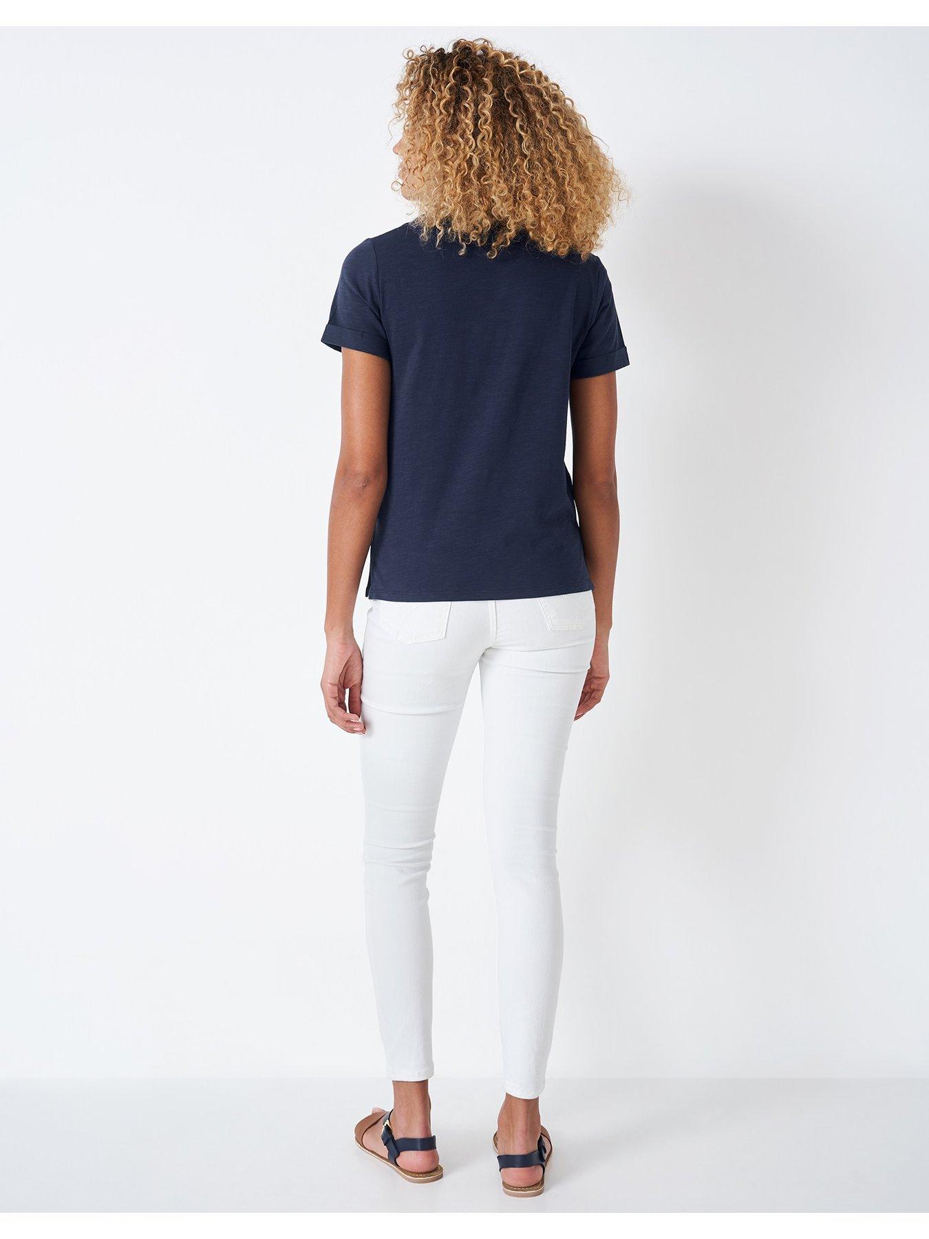 Image 2 of 4 of Crew Clothing Perfect Crew Slub T-shirt -navy