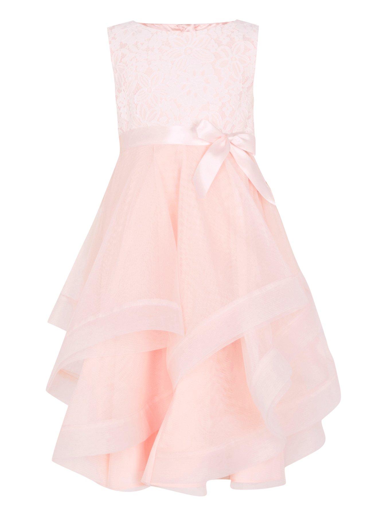 Kids Girls Seville Lace Bodice Ruffle Dress - Pink