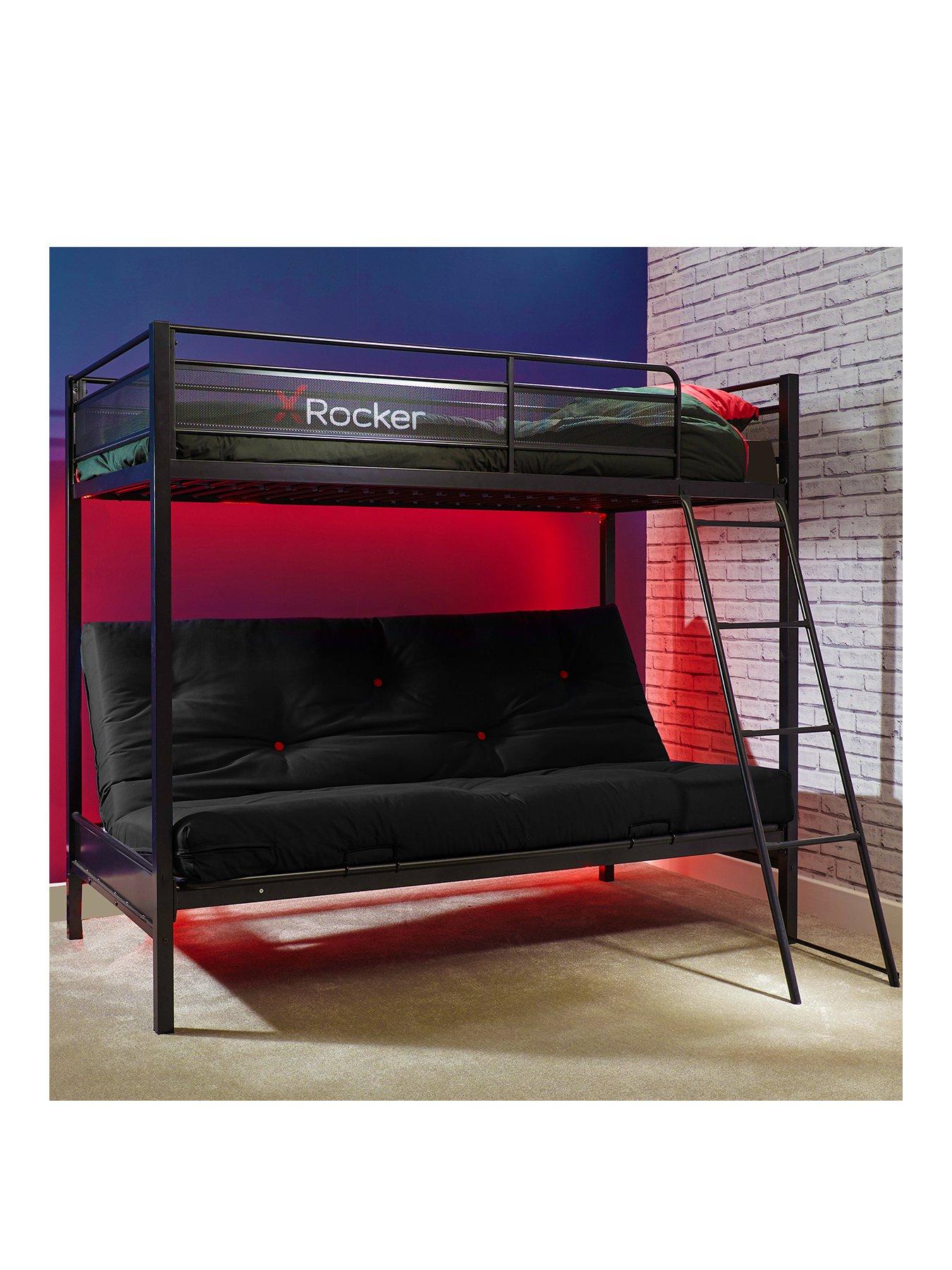 Product photograph of X Rocker Stronghold - Bed Frame With Double Futon Chair from very.co.uk