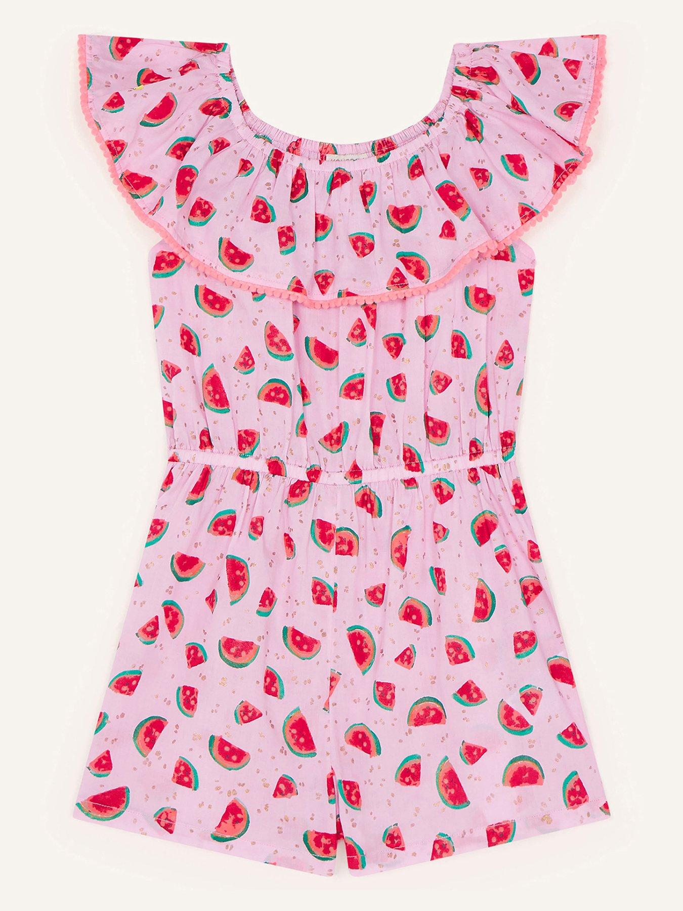 Kids Girls S.e.w. Watermelon Print Playsuit - Pink