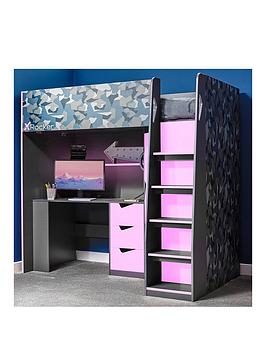 Product photograph of X Rocker Hideout - Wood Panel Gaming Bunk Bed With Desk -single from very.co.uk