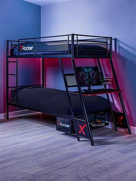 Product photograph of X Rocker Armada Dual Bunk Bed With Gaming Desk from very.co.uk
