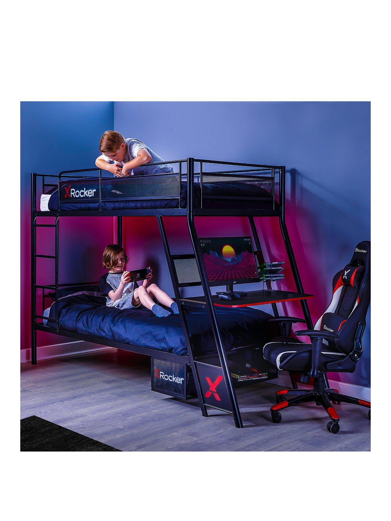 X Rocker Armada Dual Bunk Bed with Gaming Desk very