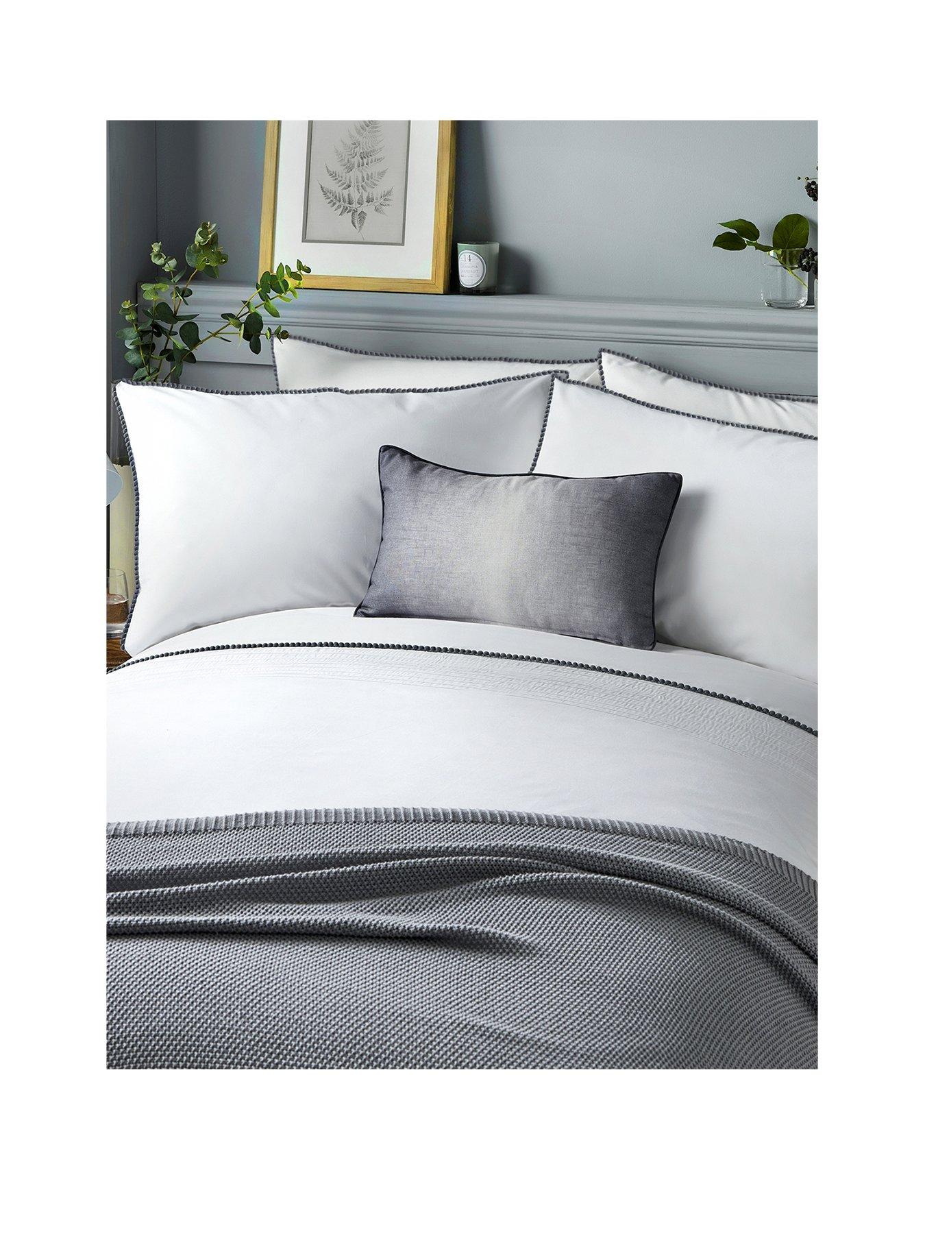 Serene Pom Pom Grey King Duvet Cover Set