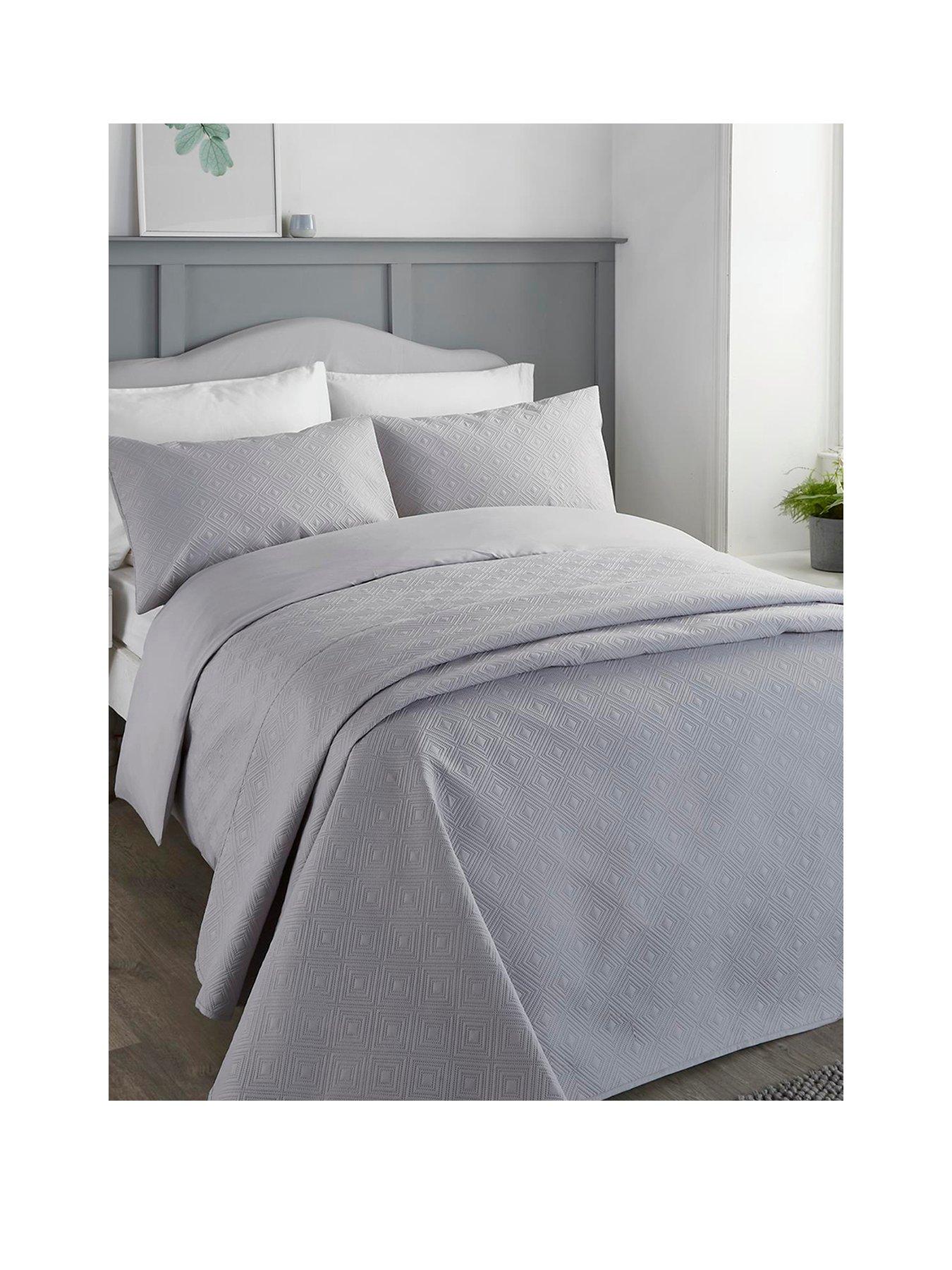 Product photograph of Serene Kinsley Duvet Cover Set In Single - Silver from very.co.uk