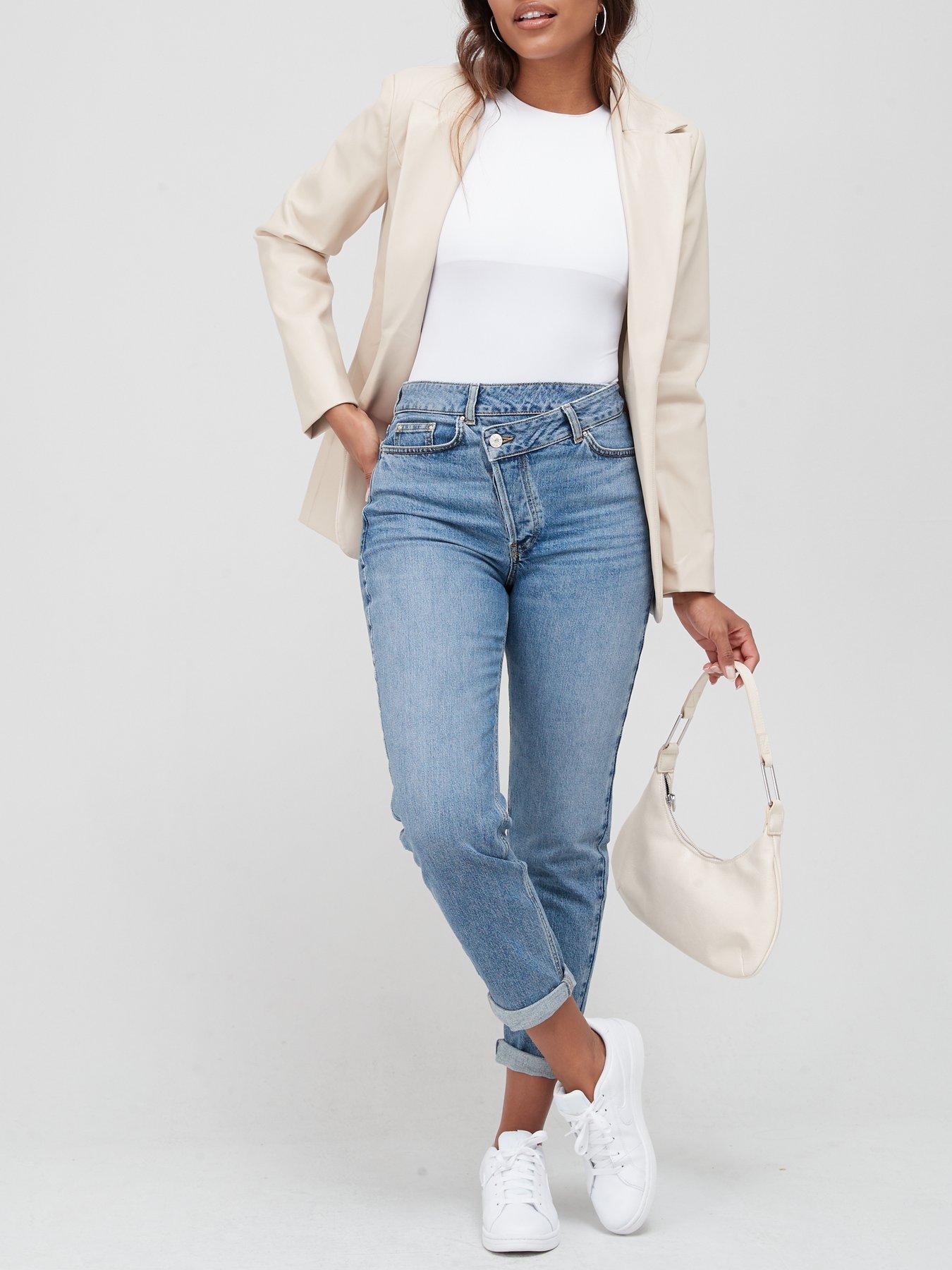 Image 1 of 3 of V by Very Wrap Front Mom Jean - Mid Wash