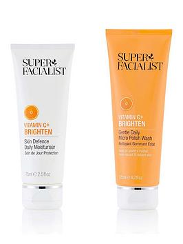 super facialist vitamin c daily gentle micro polish wash and vitamin c skin defence daily moisturiser duo