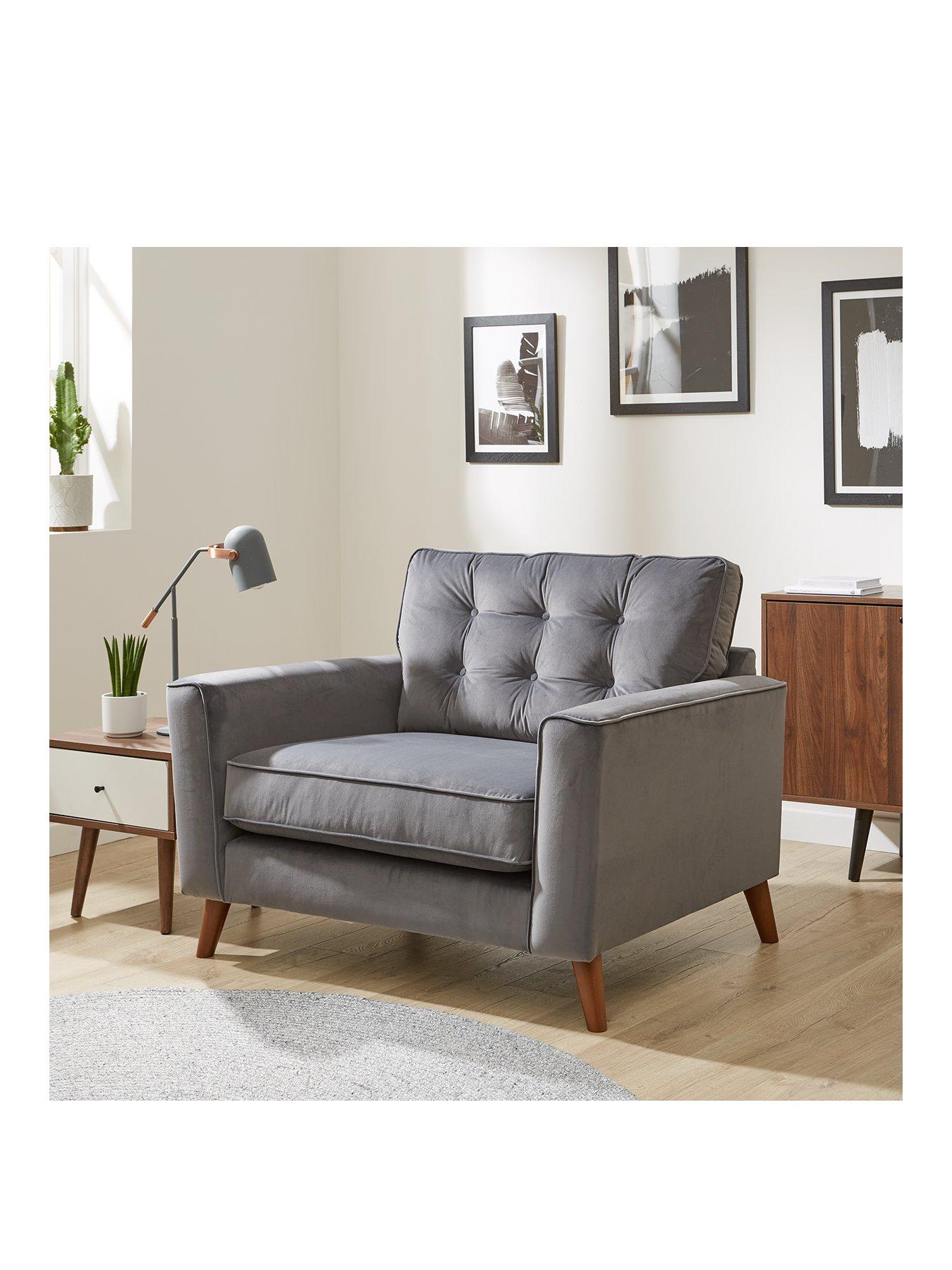 Product photograph of Very Home Magnus Velvet Snuggle Chair from very.co.uk