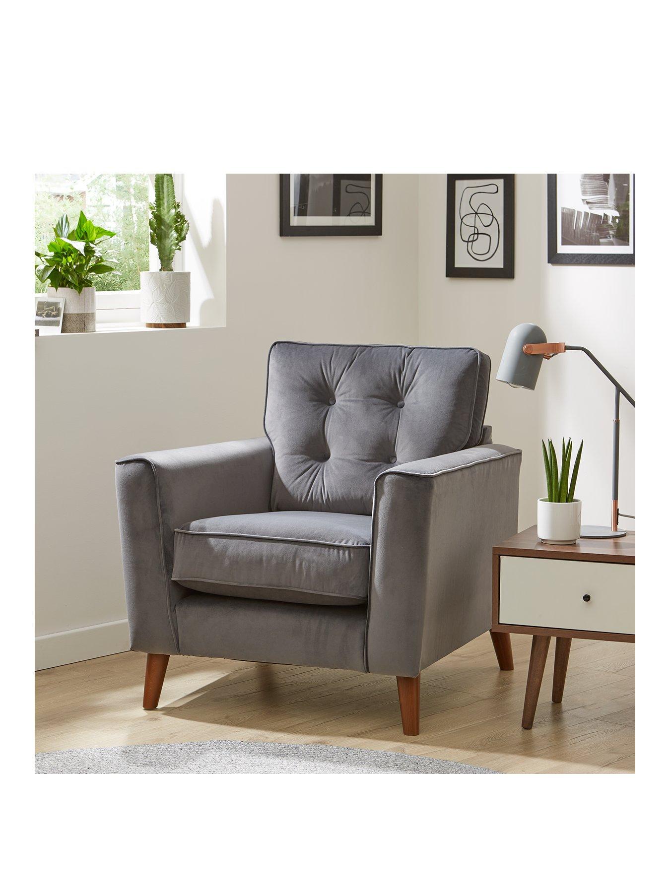 Product photograph of Very Home Magnus Velvet Armchair from very.co.uk