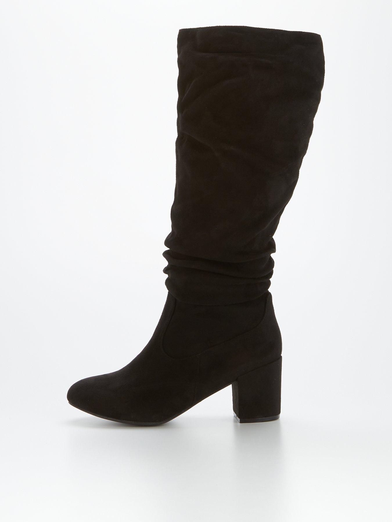 Black suede knee high slouch clearance boots