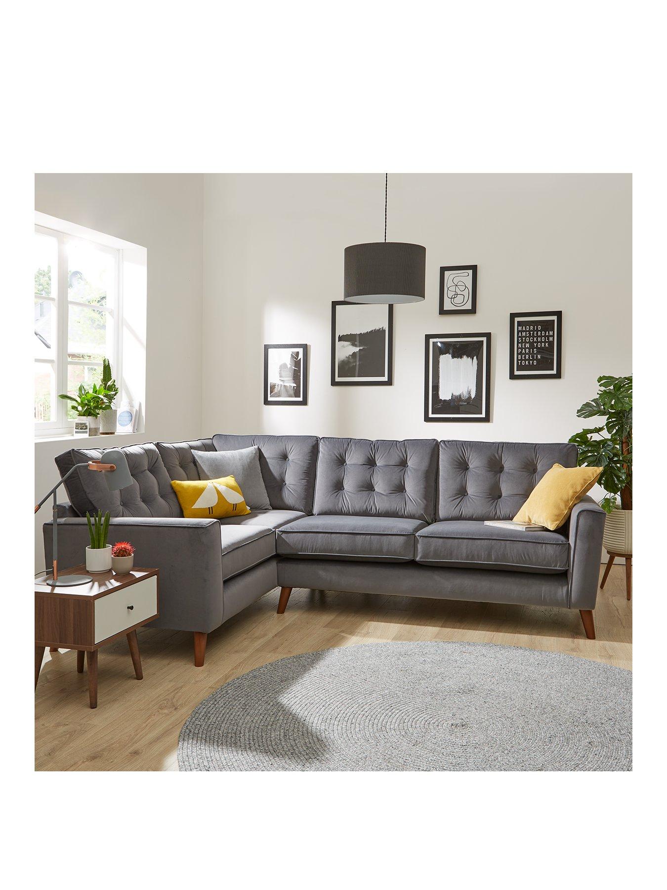 Product photograph of Very Home Magnus Left Hand Corner Velvet Sofa from very.co.uk