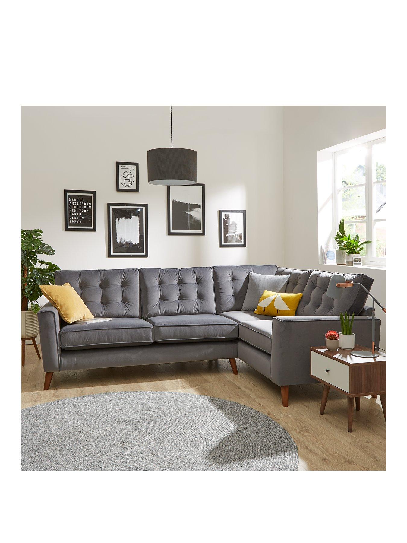 Product photograph of Very Home Magnus Right Hand Corner Velvet Sofa from very.co.uk