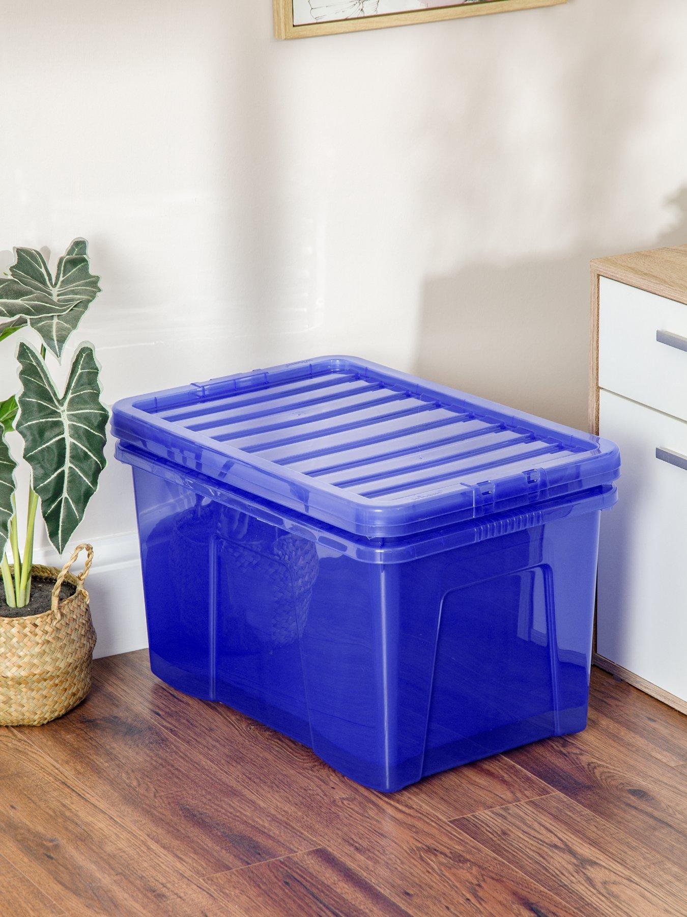 Wham Set of 2 Blue Crystal 60Litre Plastic Storage Boxes very.co.uk