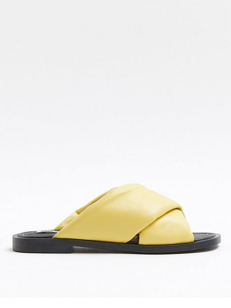 river-island-leather-cross-over-sandals-yellow