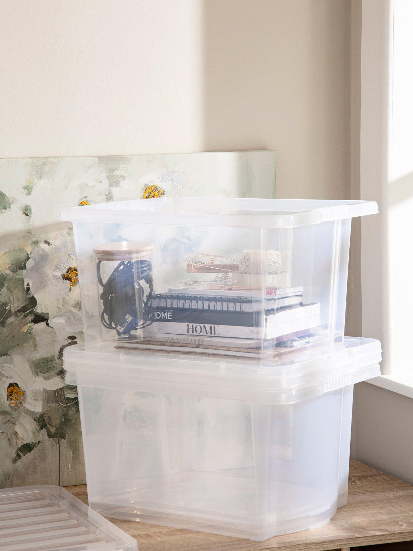 Product photograph of Wham Set Of 3 Clear Crystal 28-litre Plastic Storage Boxes from very.co.uk