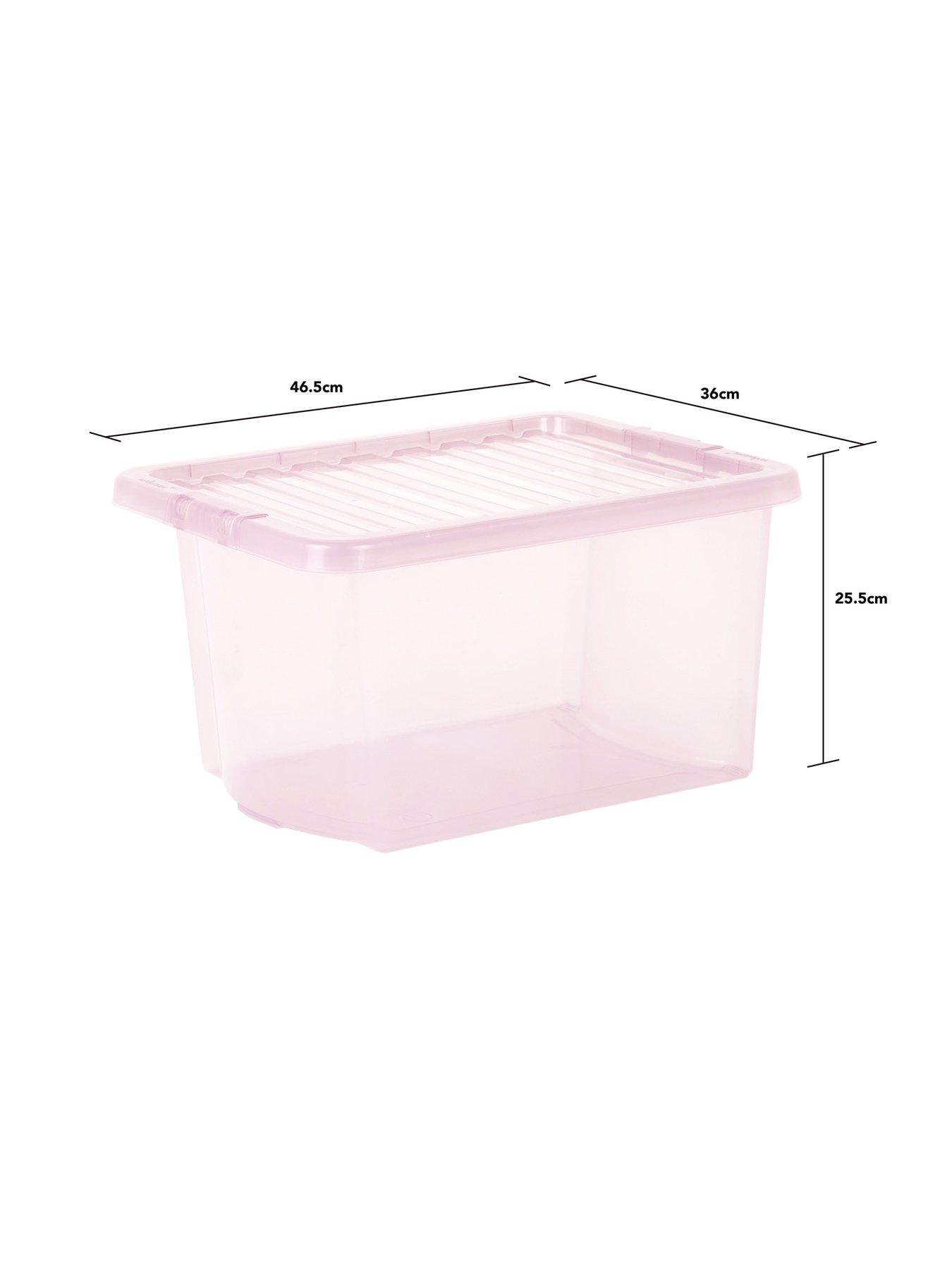 Wham Set of 3 Pink Crystal 28-Litre Plastic Storage Boxes | Very