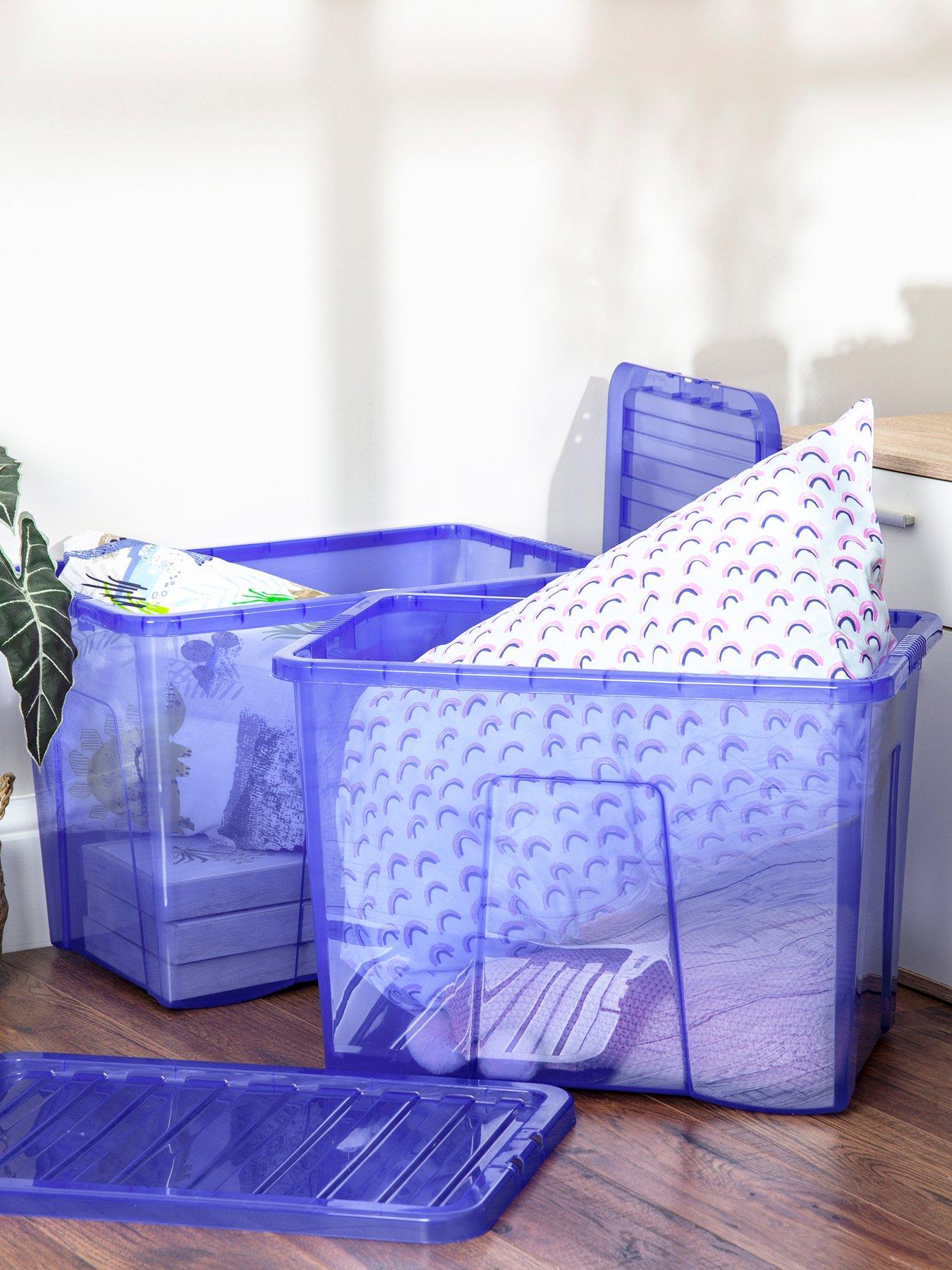 Product photograph of Wham Set Of 2 Blue Crystal 80 Litre Plastic Storage Boxes from very.co.uk
