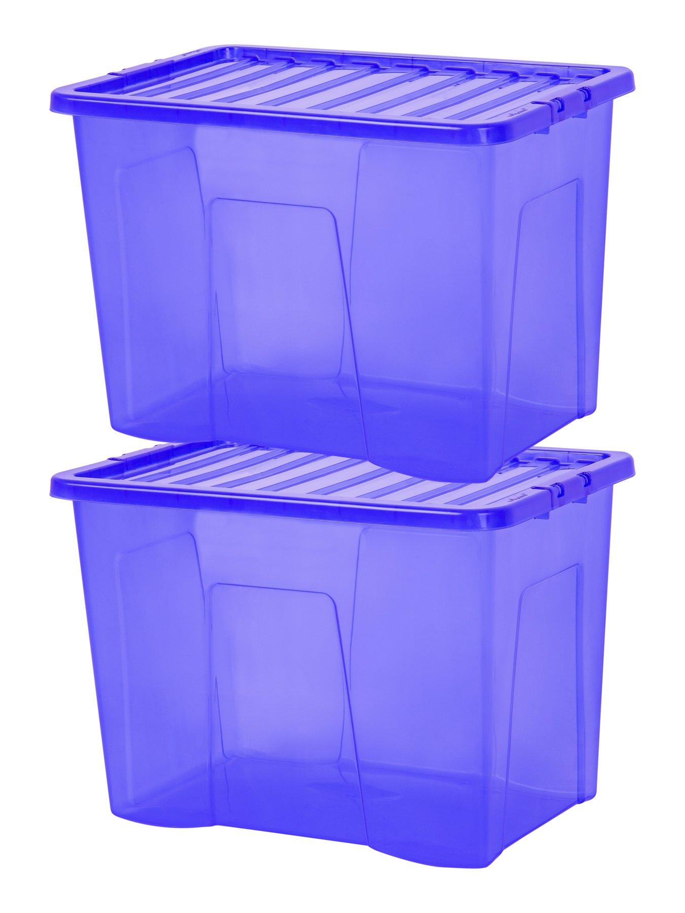 Wham Set of 2 Blue Crystal 80 Litre Plastic Storage Boxes | Very