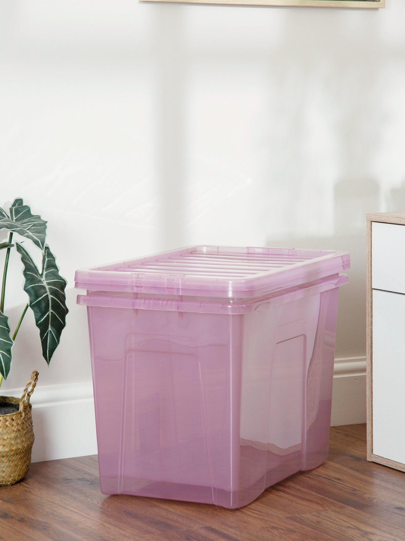 Storage Box with Lid 80L - Dusty Pink