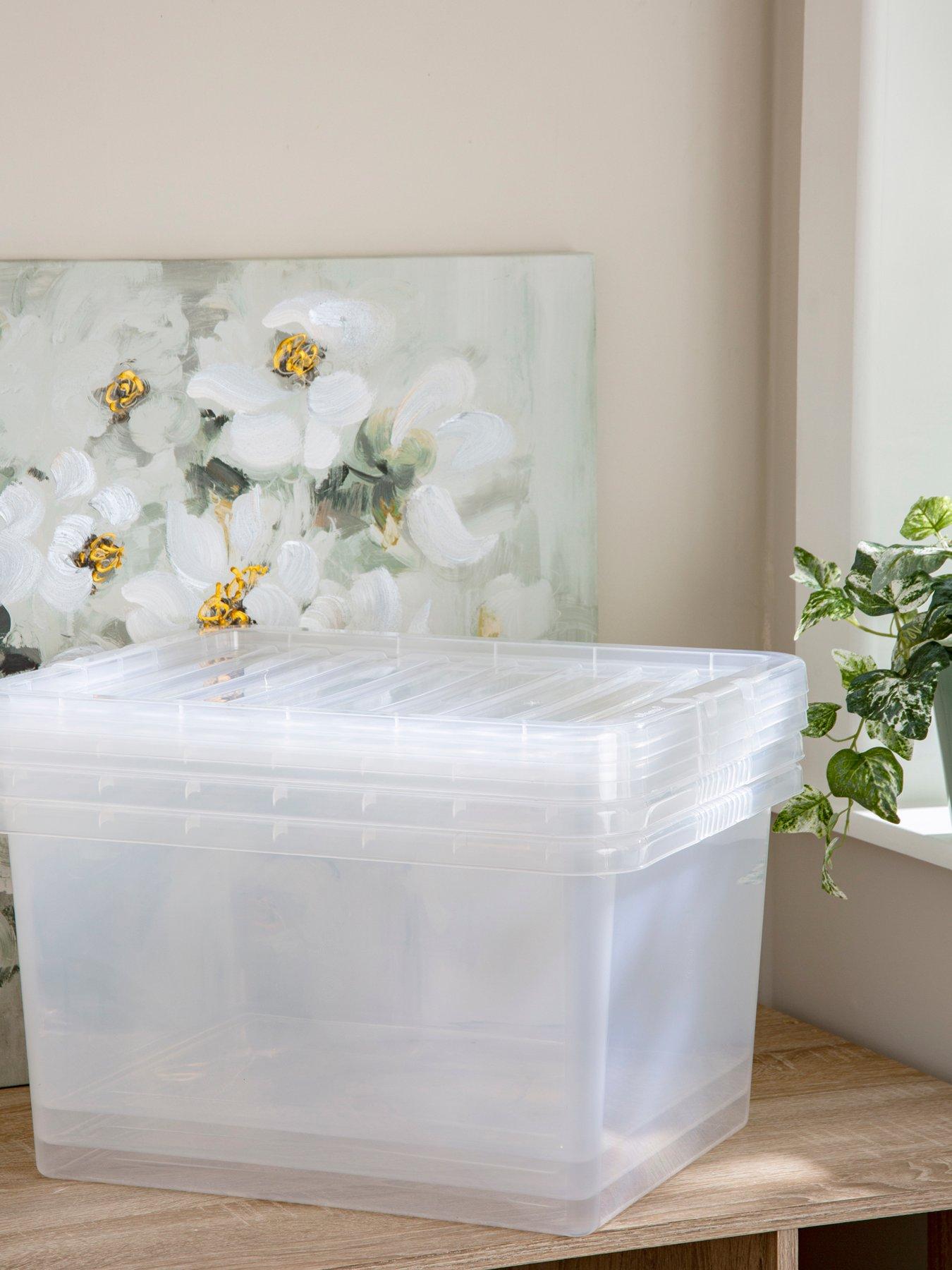Product photograph of Wham Set Of 3 Clear Crystal 37-litre Plastic Storage Boxes from very.co.uk