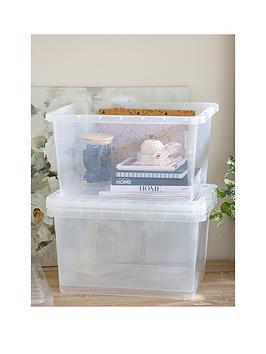 Product photograph of Wham Set Of 3 Clear Crystal 37-litre Plastic Storage Boxes from very.co.uk