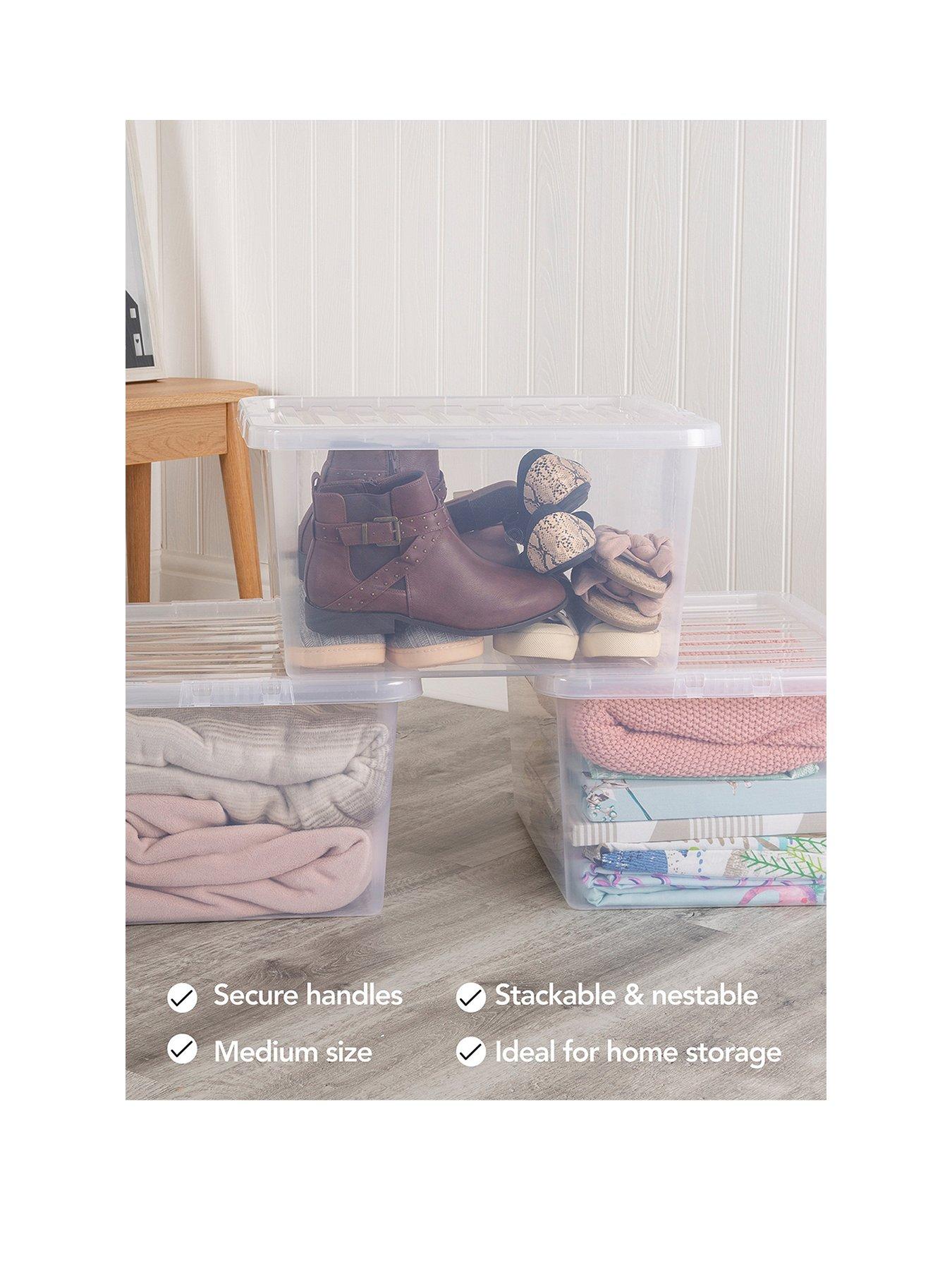 Image 2 of 5 of Wham Set of 3 Clear Crystal 37-Litre Plastic Storage Boxes&nbsp;