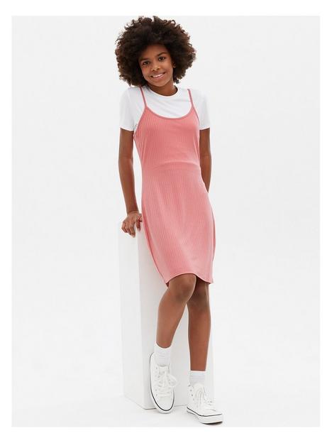 new-look-915-girls-deep-pink-2-in-1-t-shirt-dress
