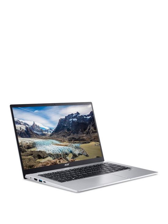 front image of acer-swift-1-laptop-14in-fhd-ipsnbspintel-pentium-silver-4gb-ram-256gb-ssd-with-optional-microsoft-365-family-12-months-silver