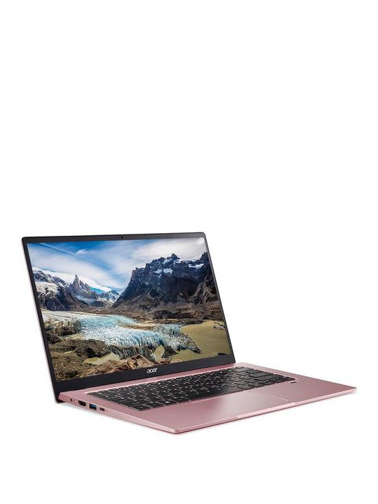 front image of acer-swift-1-laptop--14in-fhd-ips-intel-pentium-silver-4gb-ramnbsp256gb-ssd-with-optional-microsoft-365-family-12-monthsnbsp--pink