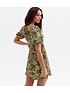  image of new-look-black-floral-ruched-puff-sleeve-mini-dress