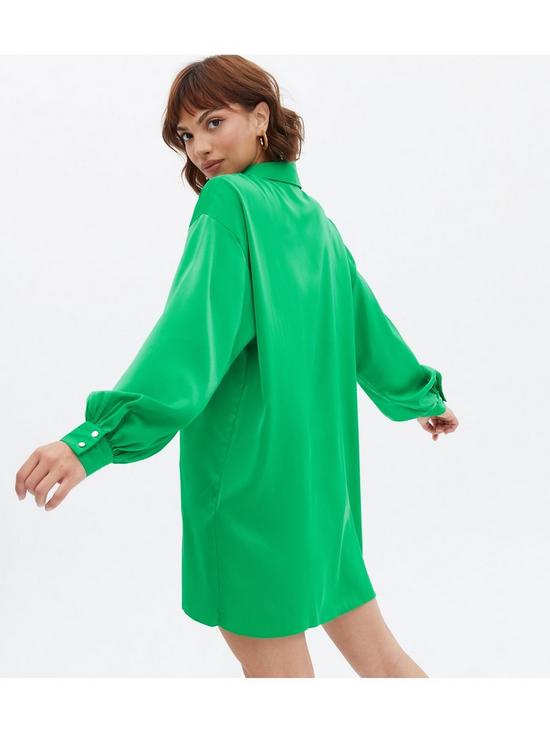 stillFront image of new-look-satin-oversized-mini-shirt-dress-green