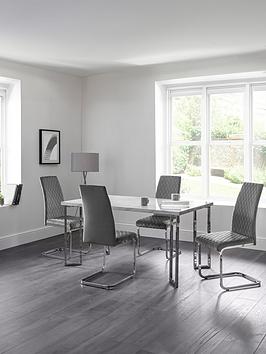 Product photograph of Julian Bowen Positano 150 Cm Dining Table 4 Calabria Velvet Chairs - Marble Grey from very.co.uk