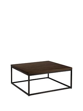 Product photograph of Julian Bowen Brooklyn Solid Oak And Metal Square Coffee Table from very.co.uk