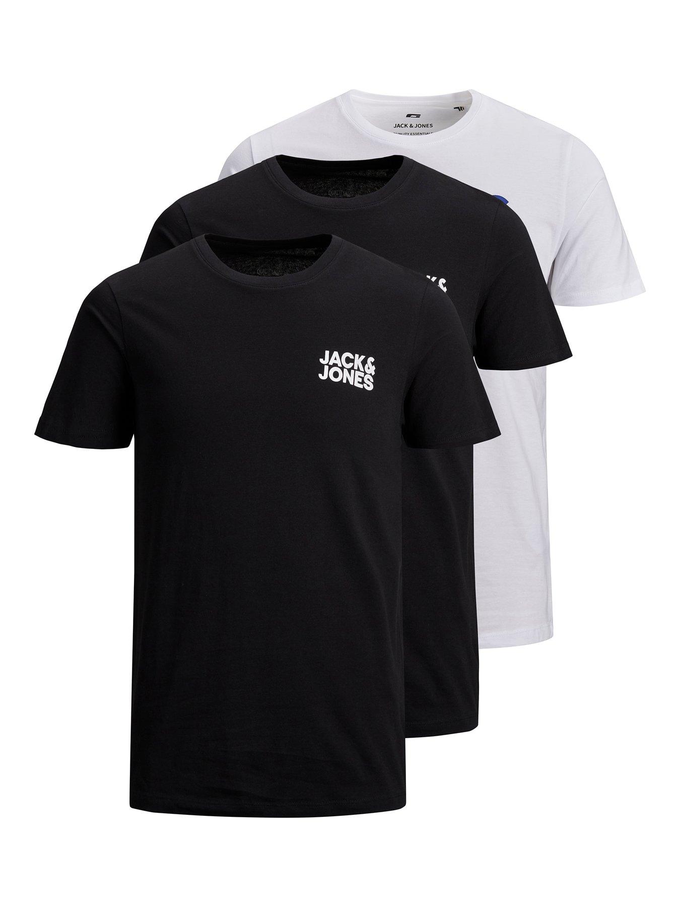 Jack & Jones Jack  &  Jones Logo 3 Pack T-Shirt - Navy/Black/White