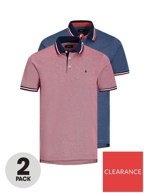 front image of jack-jones-jack-amp-jones-paulos-2-pack-tipped-polo-shirt-red