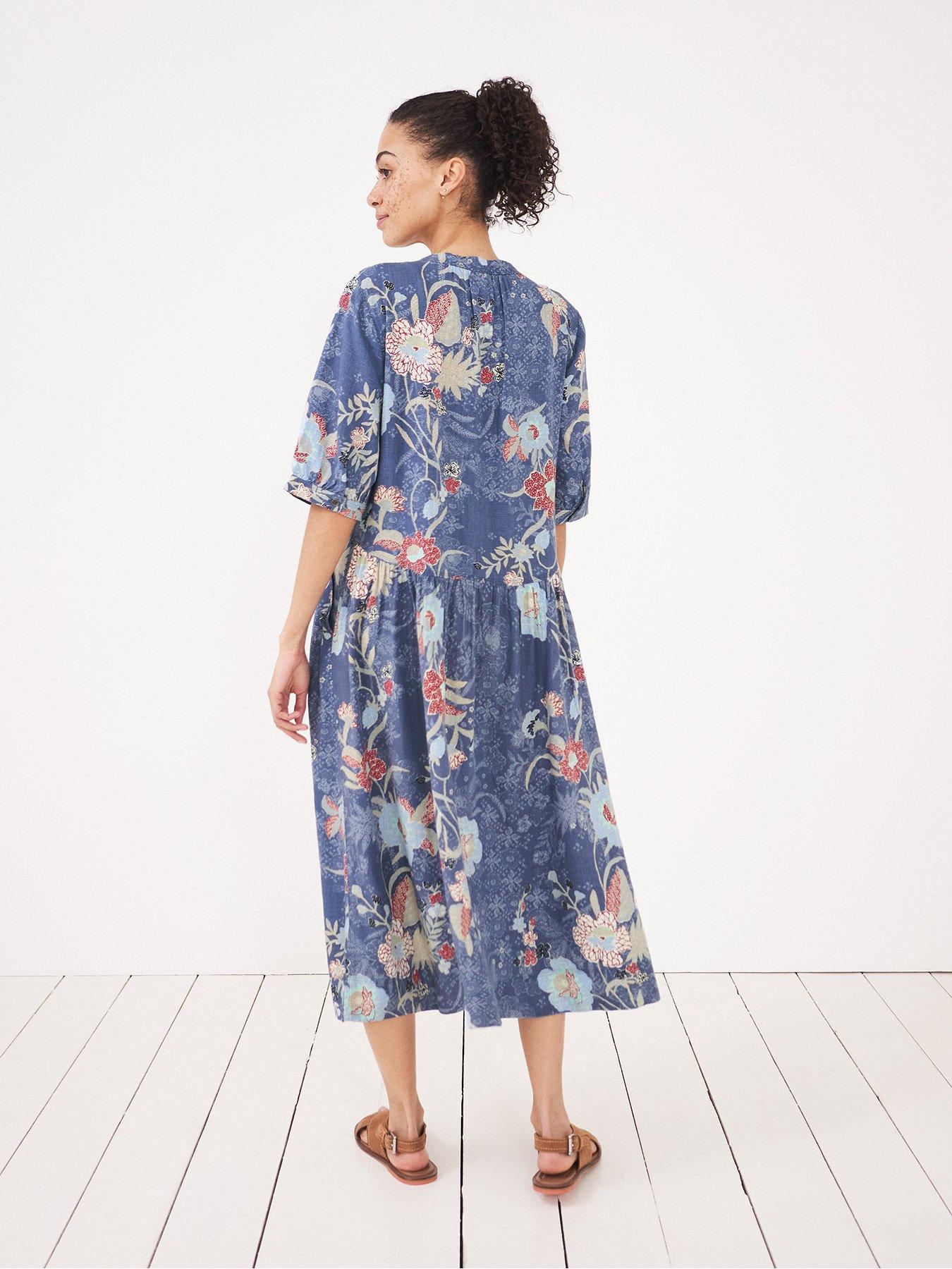 White Stuff Claudia Linen Blend Dress - Blue | very.co.uk