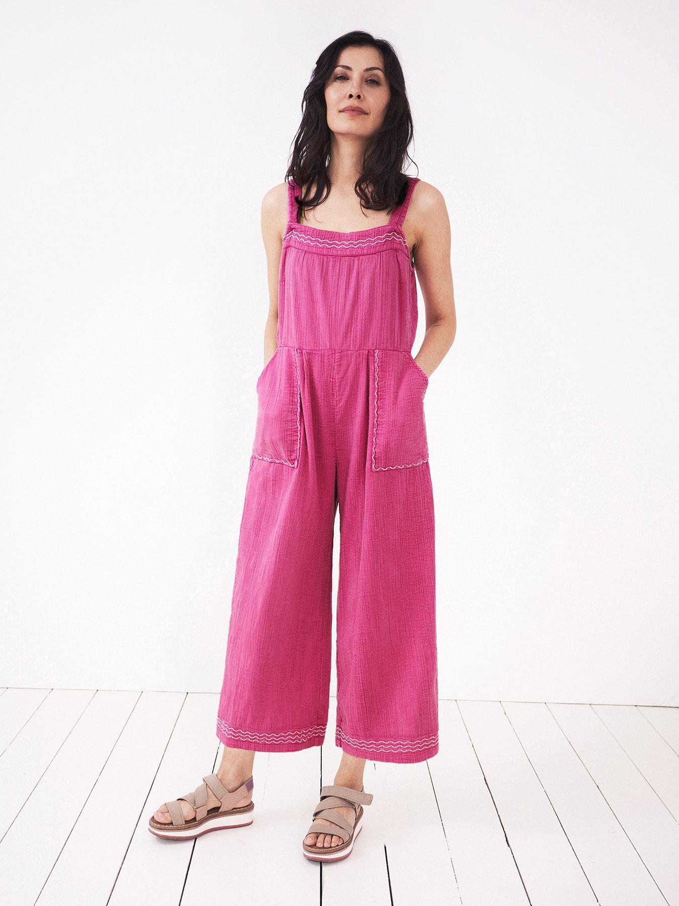 White Stuff Debbie Linen Dungaree -Blue