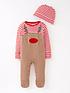  image of mini-v-by-very-baby-unisex-christmas-reindeer-sleepsuit-and-hat-grey
