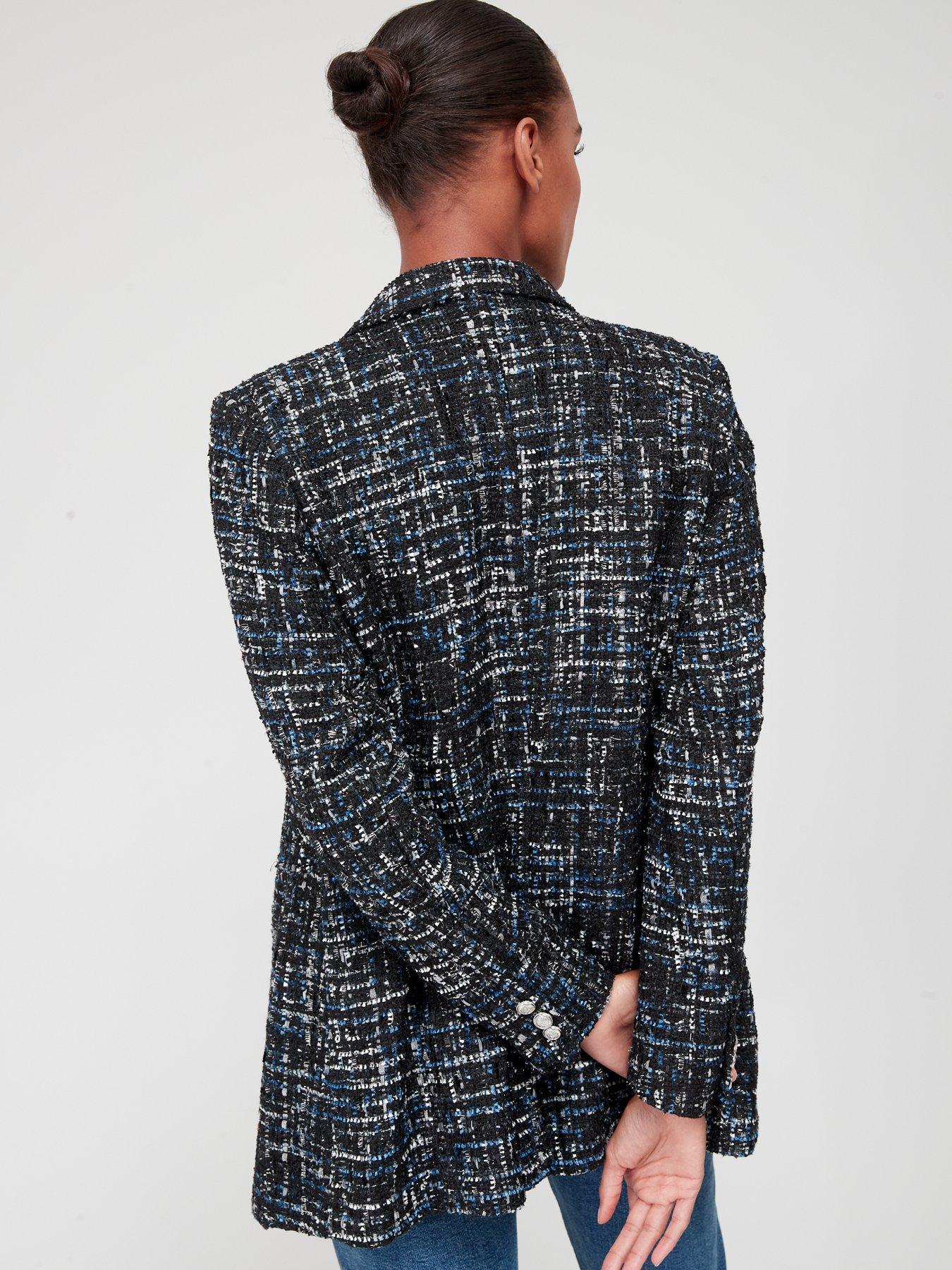 V by Very Glitter Textured Double Breasted Blazer Multi very.co.uk