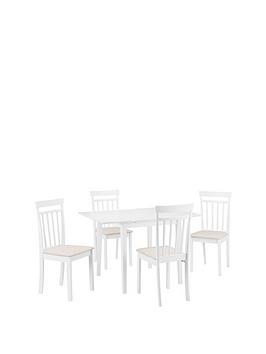 Julian Bowen Rufford 80-160 Cm Extending Dining Table + 4 Coast Chairs - White