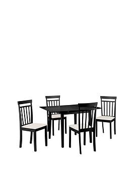 Product photograph of Julian Bowen Rufford 80-160 Cm Extending Dining Table Plus 4 Coast Chairs - Black from very.co.uk