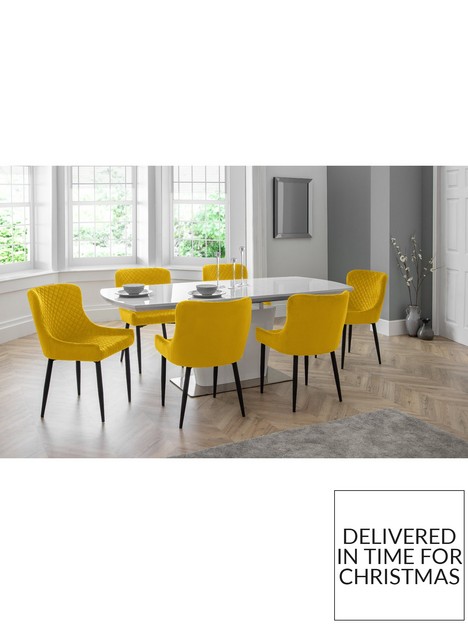 julian-bowen-como-160-200-cm-dining-table-6-luxe-chairs-whitemustard
