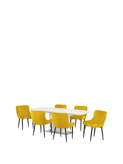 julian-bowen-como-160-200-cm-dining-table-6-luxe-chairs-whitemustard