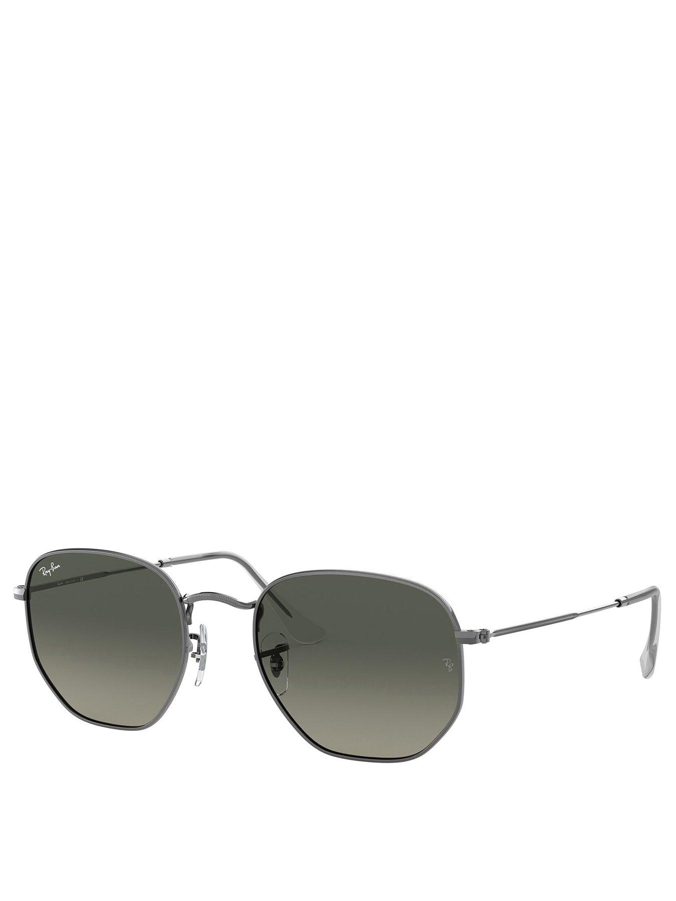 Ray-Ban Hexagonal Gunmetal Irregular Frame Sunglasses Grey Very - Main Image
