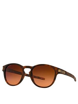 Oakley Latch Matte Brown Tortoise Oval Frame Prizm Brown Gradient Lens Sunglasses