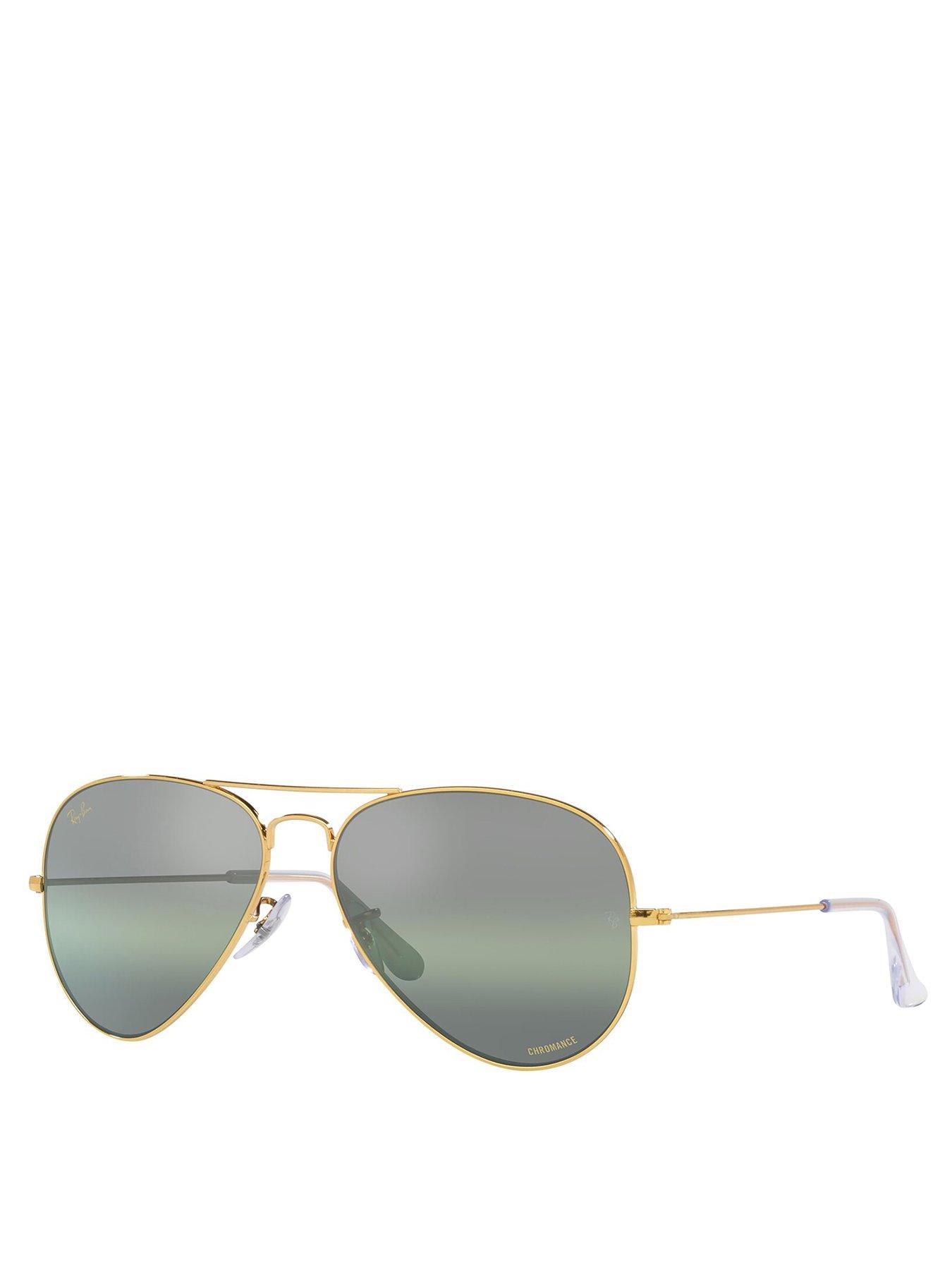 Ray-Ban Aviator Large Metal Pilot Legend Gold Frame Gradient Dark Green Mirror Lens Sunglasses