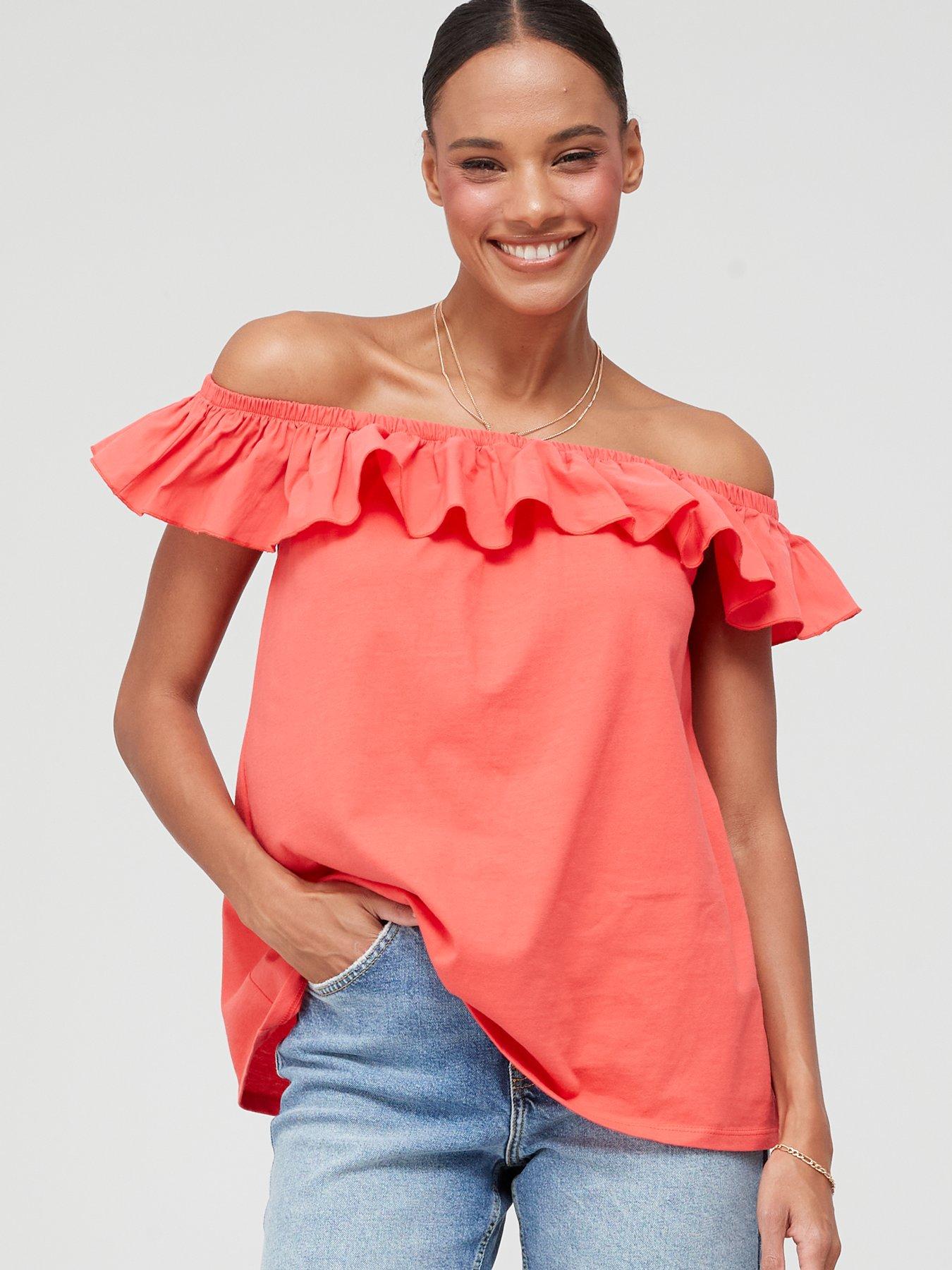 Coral bardot online top