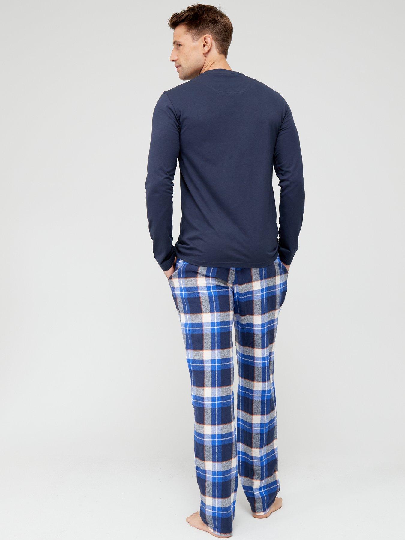 Emporio Armani Bodywear Long Sleeve T-Shirt & Flannel Pyjama Pants Set -  Navy 