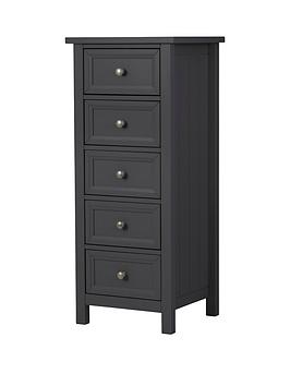 Product photograph of Julian Bowen Maine 5 Drawer Tall Chest - Anthracite from very.co.uk